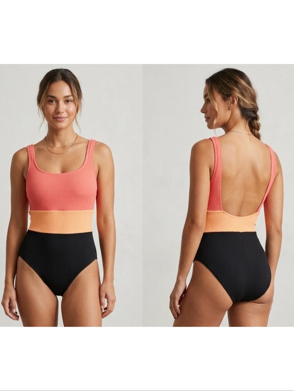 Maillot Batten Colorblock One Piece Swimsuit Size 12 Long